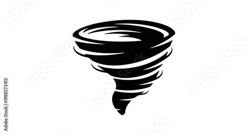 Vector illustration of black silhouette of a tornado on a transparent background