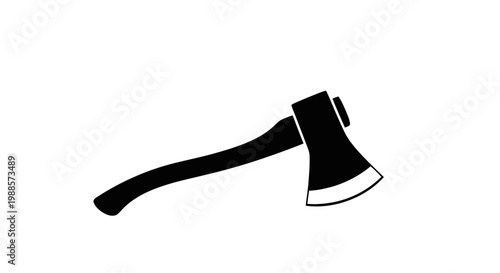 Vector illustration of black silhouette of a hand axe on a transparent background