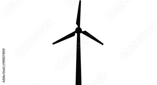 A simple black silhouette depicts a single wind turbine against a plain white background high quality