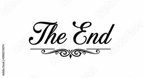 Classic "The End" text with elegant decorative flourishes, symbolizing a conclusion or finale on an isolated white background.