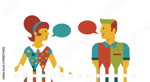 People conversing communication speech dialogue illustration