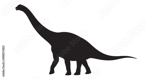 Silhouette of a long necked dinosaur possibly a brachiosaurus in profile