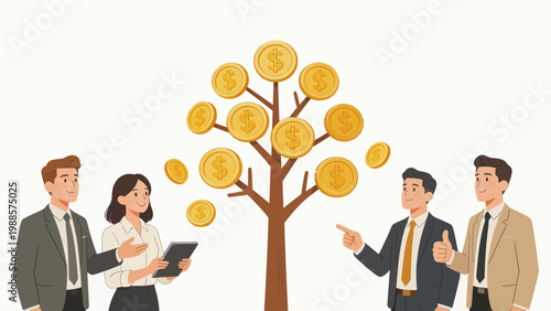 Business people with money tree