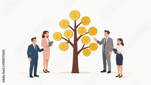 Business people with money tree