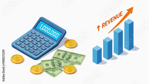 Calculator showing one million revenue growth