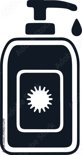 Liquid soap dispenser with drop icon isolated on checkered background.