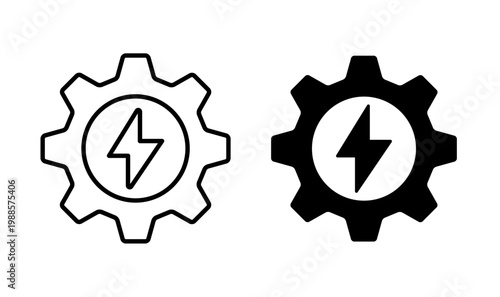 Electrical vector icon. Power energy gear and mechanical symbol. Outline and Flat vector illustration