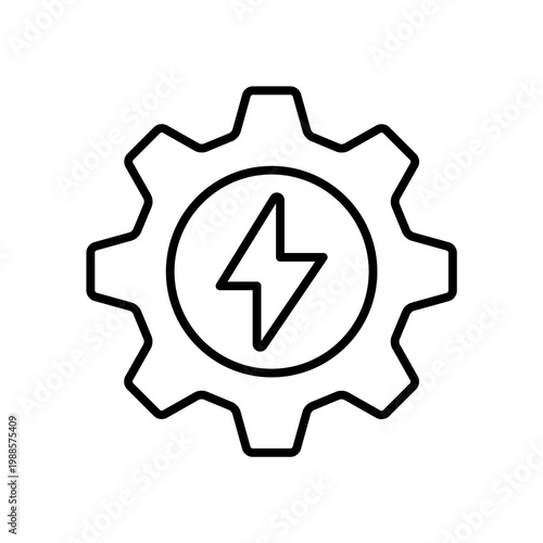 Electrical vector icon. Power energy gear and mechanical symbol. Outline vector illustration