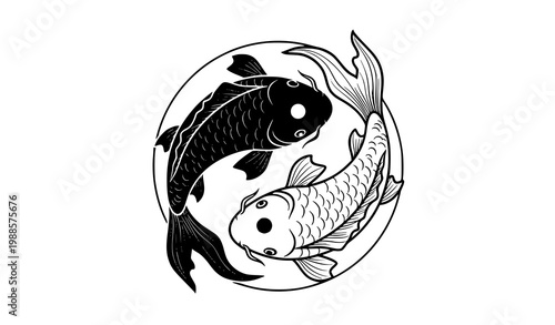 Dynamic Koi Fish Silhouette Art Set Vector