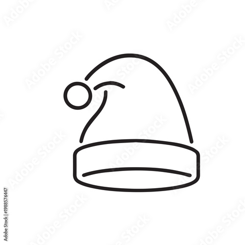 Minimalist Santa hat icon line art for Christmas decoration