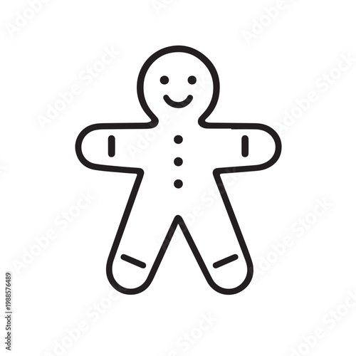 Minimalist gingerbread man cookie icon line art for Christmas