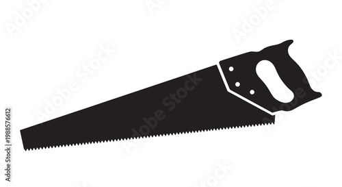 A black silhouette illustration of a traditional two handled hand saw