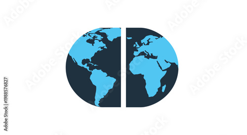 A split world map illustration.