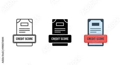 credit score icons, financial documents