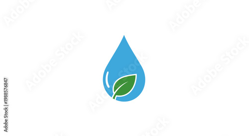 Eco friendly water droplet with leaf.