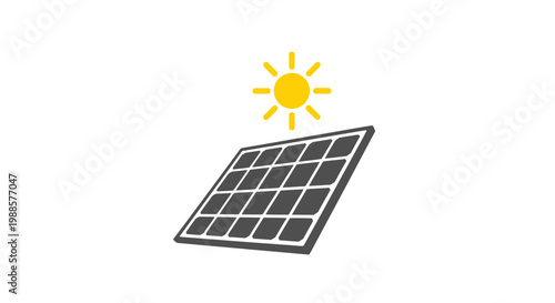 Solar panel with sun illustration.