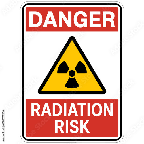 Danger radiation risk symbol warning sign informing about hazardous radioactive materials and danger