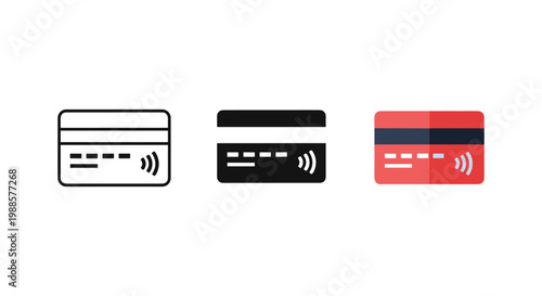 credit card icons, contactless payment symbols