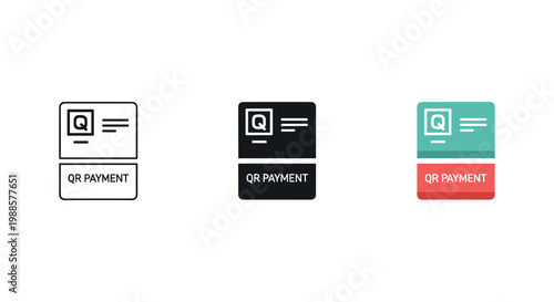 QR code payment icons in white, black, and color variations