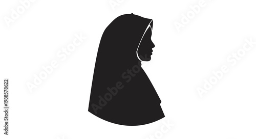 Silhouette of a woman wearing a traditional islamic hijab headscarf