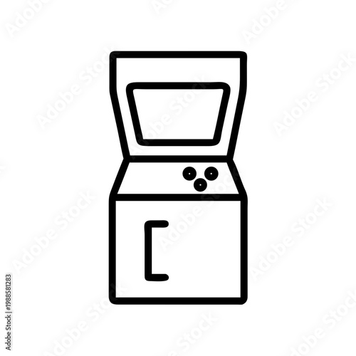 Minimalist arcade machine outline icon representing vintage digital entertainment consoles