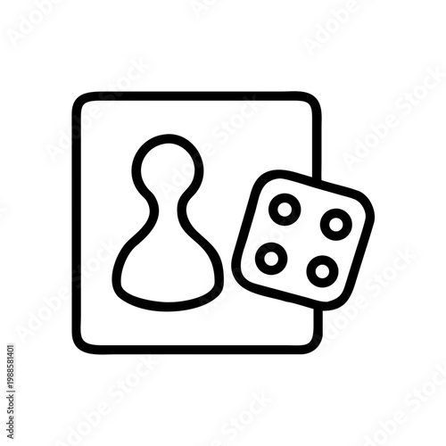Board game piece and dice icon on transparent background for tabletop gaming