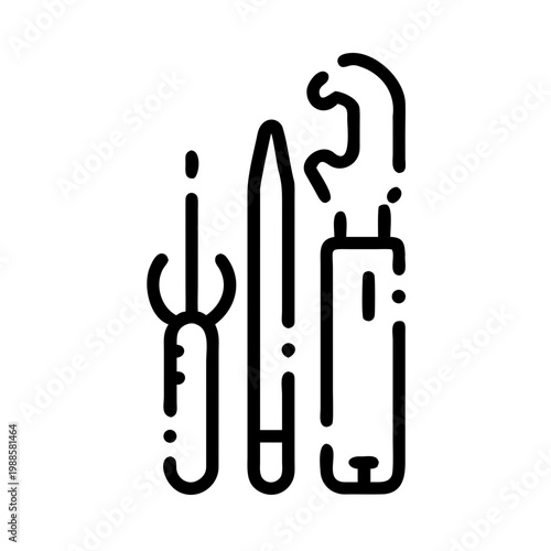 Make up tools set icon. cosmetic products collection. outline design with dashed lines