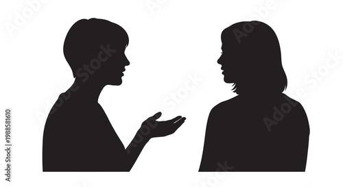 Two women in silhouette engage in a serious face to face conversation