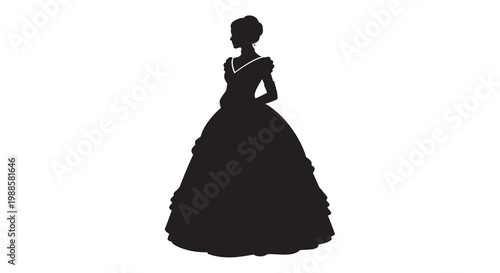 Elegant silhouette of a woman in a formal full length gown