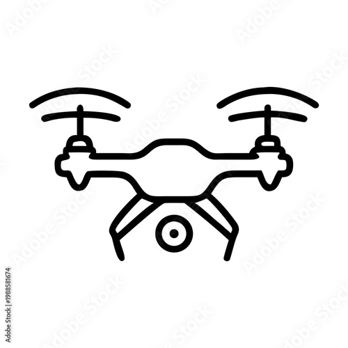 Minimalist drone outline icon for wireless technology and remote surveillance concepts today