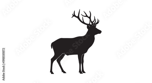 Silhouette of a majestic stag with large branching antlers