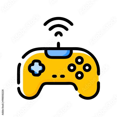 Wireless game controller vector icon for video gaming technology and entertainment console