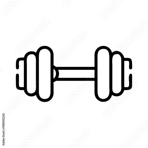 Black line dumbbell icon symbol for workout fitness training gym health and body exercises