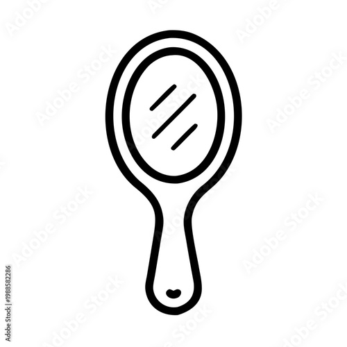 Linear hand mirror icon for beauty care fashion makeup hair styling and personal grooming