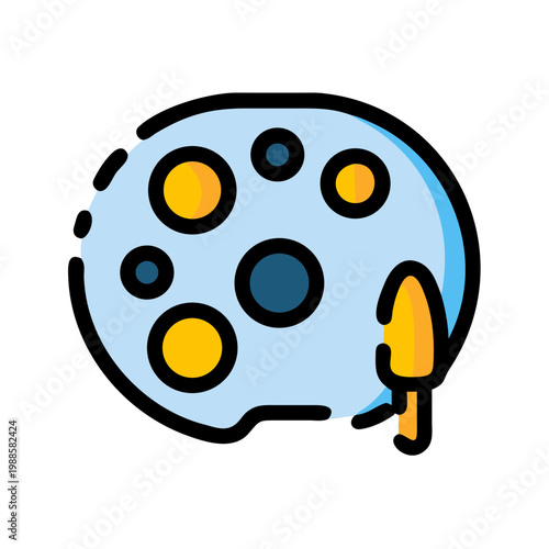 Artistic color palette and paintbrush icon for painting creative design and hobby projects