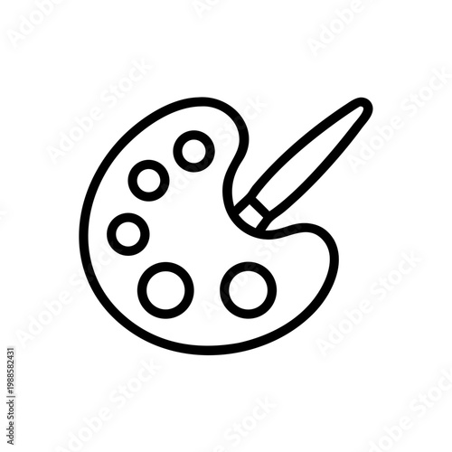 Outline art palette and brush icon for drawing creativity school education and craft works