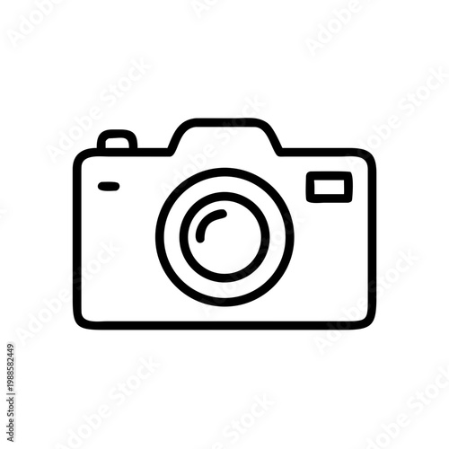 Outline of yellow camera with black border, simple line art symbol