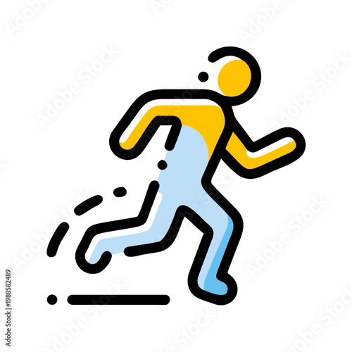 Stylized runner with yellow and light blue accents on transparent background