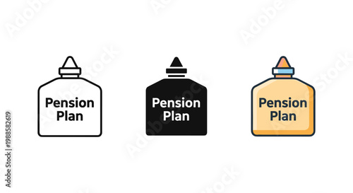 pension plan icons, financial security symbols