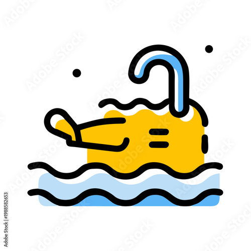 Pool water sports vector illustration featuring person floating on inflatable yellow tube