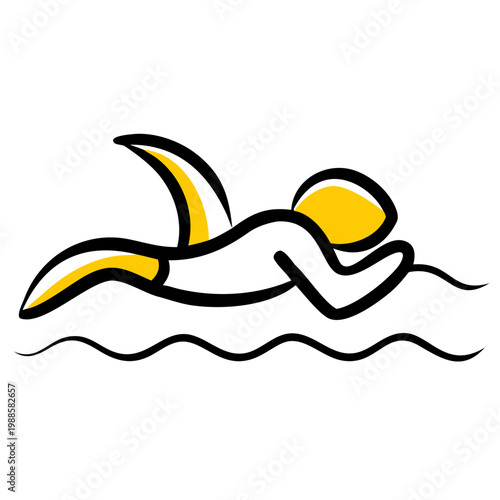 Underwater diver swimming vector graphic representing deep sea exploration and scuba diving