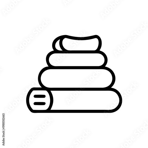 Stack of folded towels icon. Laundry and cleaning service symbol. Simple line art.