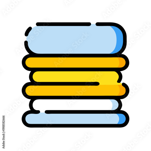 Stack of folded colorful towels icon for bathroom laundry service and textile organization