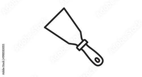 Simple line drawing of a putty knife on a white background