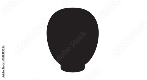 Simple black silhouette of a rounded vase on a white background