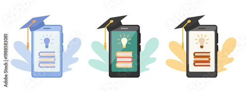 Online learning. Vector flat hand-drawn illustration.