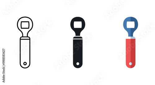 bottle opener icons in black, white and red color