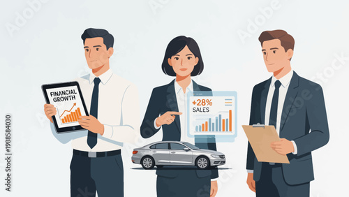 Business professionals with financial data