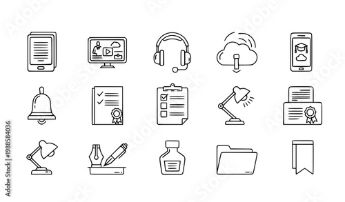 Minimal linear education icon pack with editable stroke for websites articles and digital learning design