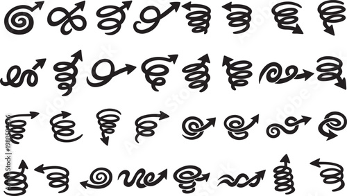 Arrow paint icons. Hand drawn arrow collection isolated on white